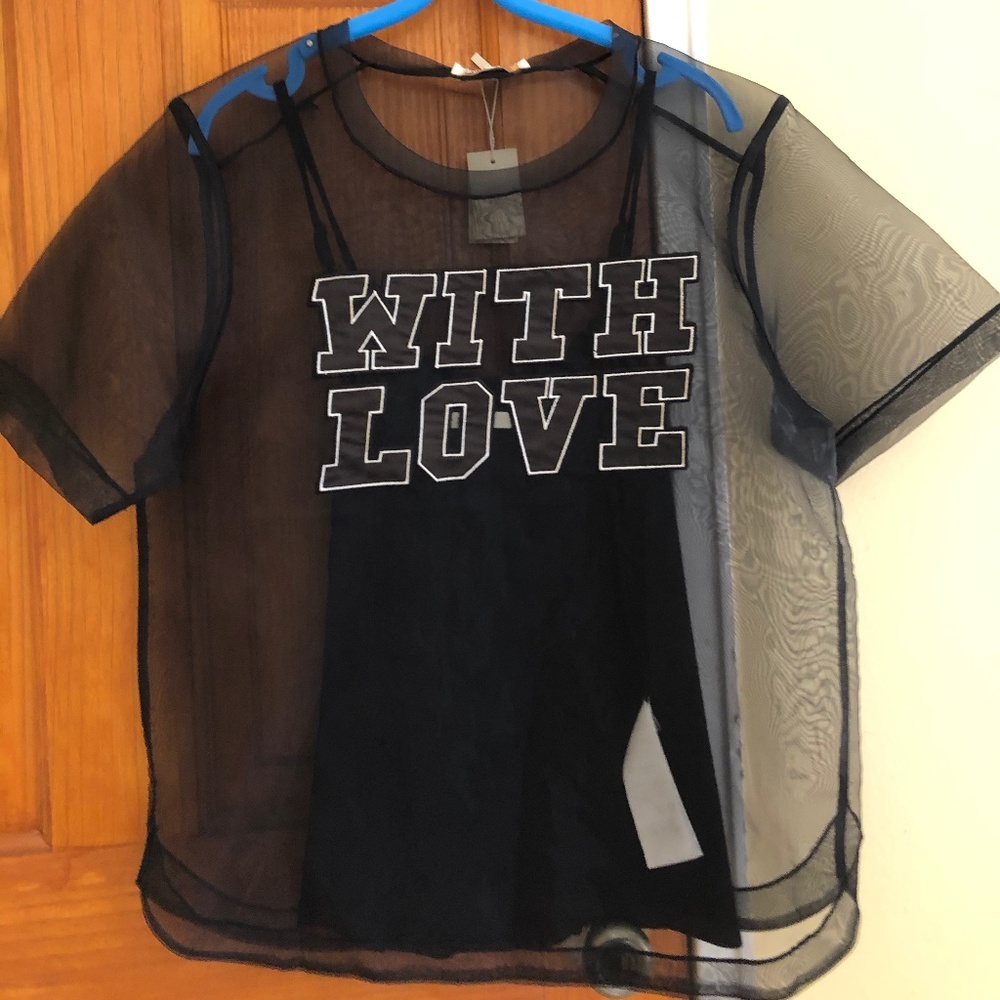 New Maje Shirt with brand, black, Two and One